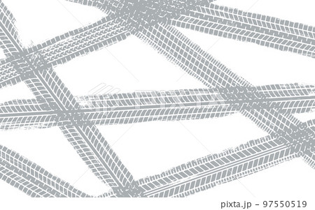 Auto tire tread grunge element. Car and motorcycle tire pattern, wheel tyre tread track. Black tyre print. Vector illustration isolated on white background 97550519