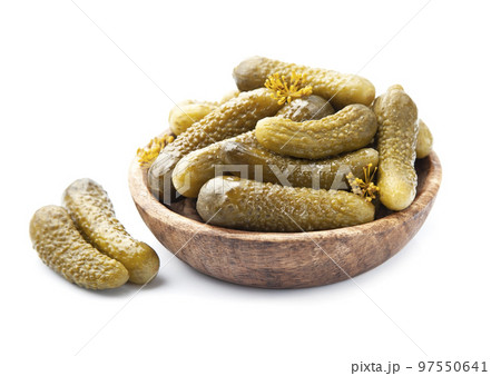 Cucumber in wooden on white backgrounds Cucumber in wooden on white backgrounds 97550641