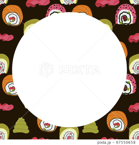 Vector food template, Panasian cuisine frame. Asian food,japanese sushi. Vector food template, Panasian cuisine frame. Asian food,japanese sushi. 97550658