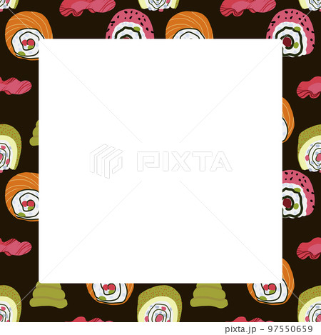 Vector food template, Panasian cuisine frame. Asian food,japanese sushi. 97550659
