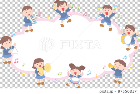 楽器を演奏する子どもたち_タイトル用吹き出し枠_ピンク 97550817