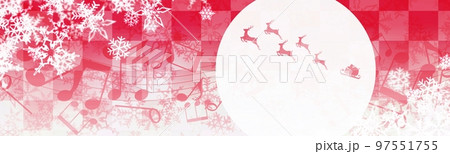 雪と音符と月とサンタの赤いバナー背景イラスト 雪と音符と月とサンタの赤いバナー背景イラスト 97551755