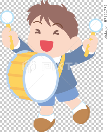 楽器を演奏する子_大太鼓を演奏する男の子 97551775