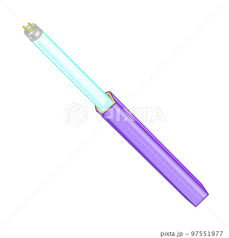 水色の直管蛍光灯と紫色の箱 97551977