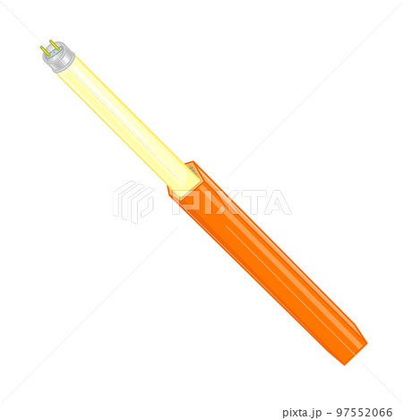 橙色の直管蛍光灯と包装用の箱 97552066