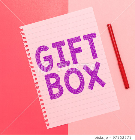 Hand writing sign Gift Box. Business overview A small cointainer with designs capable of handling presents 97552575