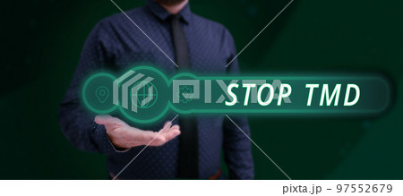 Conceptual display Stop Tmd. Internet Concept Prevent the disorder or problem affecting the chewing muscles 97552679