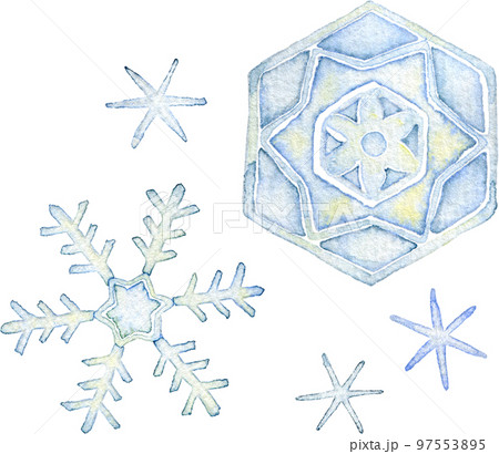 雪の結晶の水彩イラスト 雪の結晶の水彩イラスト 97553895