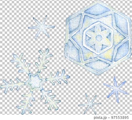 雪の結晶の水彩イラスト 雪の結晶の水彩イラスト 97553895