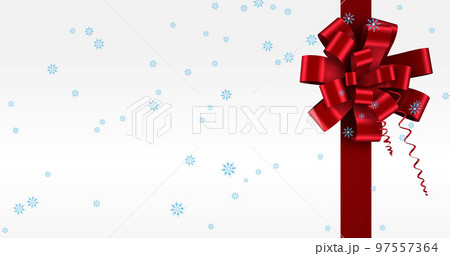 Image of snow falling over present on white background Image of snow falling over present on white background 97557364