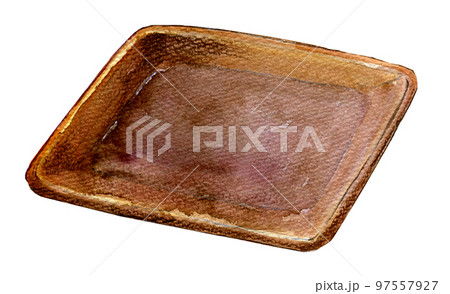 四角い木皿　プレート　水彩イラスト 97557927