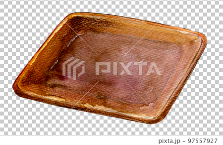 四角い木皿　プレート　水彩イラスト 97557927