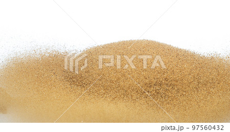 Sand flying explosion, Golden sand wave explode. Abstract sands cloud fly. Yellow colored sand splash throwing in Air. White background Isolated high speed shutter, throwing freeze stop motion Sand flying explosion, Golden sand wave explode. Abstract sands cloud fly. Yellow colored sand splash throwing in Air. White background Isolated high speed shutter, throwing freeze stop motion 97560432