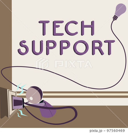 Writing displaying text Tech Support. Concept meaning Assisting individuals who are having technical problems 97560469