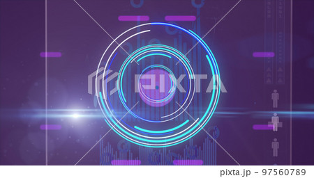 Image of processing circle and moving light on scientific graph 97560789