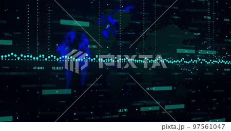 Image of statistics and financial data financial data financial data processing over world map Image of statistics and financial data financial data financial data processing over world map 97561047