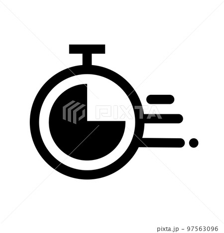 時間が経過しているタイマーのシルエットアイコン。ベクター。 97563096