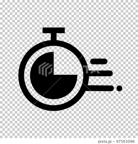 時間が経過しているタイマーのシルエットアイコン。ベクター。 97563096