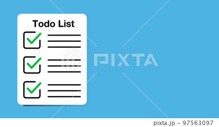 やることリストと青い背景。TODOリスト。ベクター。 97563097