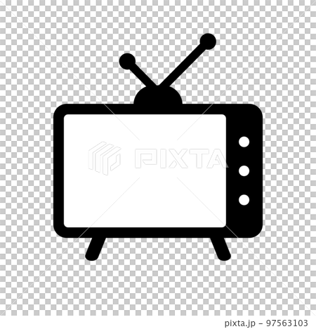 TV icon with retro antenna. vector. 97563103