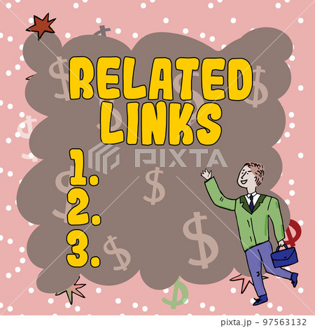 Hand writing sign Related Links. Business idea Website inside a Webpage Cross reference Hotlinks Hyperlinks 97563132