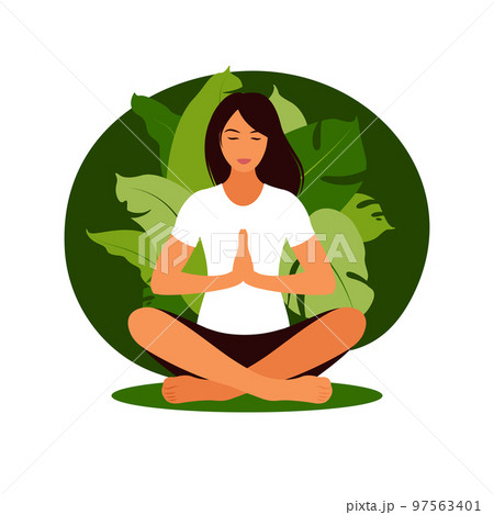 Woman doing Lotus pose. The concept of Healthy lifestyle. icon for yoga  center. Stretching posture. Relaxing and calm Lotus posture. Flat vector  illustration isolated on white background 16124201 Vector Art at Vecteezy