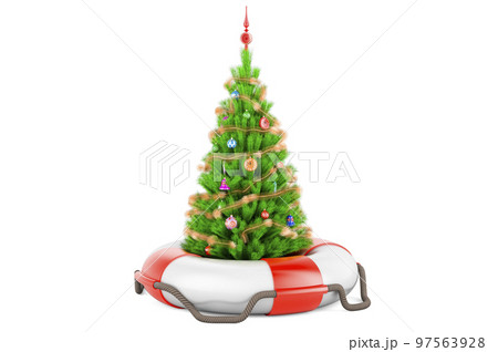 Christmas tree with lifebelt, 3D rendering Christmas tree with lifebelt, 3D rendering 97563928