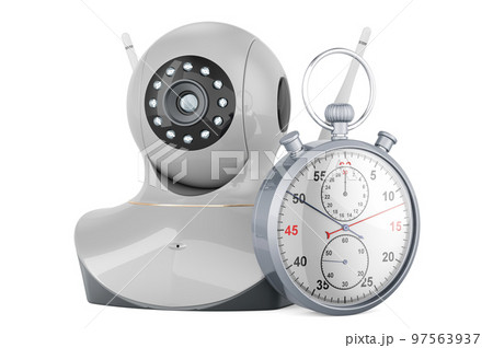 Internet Protocol camera with stopwatch, 3D rendering 97563937