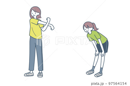 準備運動をする女性 準備運動をする女性 97564154