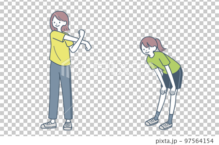 準備運動をする女性 準備運動をする女性 97564154