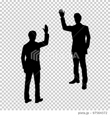 挨拶をするサラリーマンのシルエット 97564372