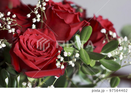 Bouquet of red roses. Soft focus with Valentines day or wedding frame. Bouquet of red roses. Soft focus with Valentines day or wedding frame. 97564402