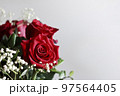 Bouquet of red roses. Soft focus with copy space Valentines day or wedding frame. 97564405