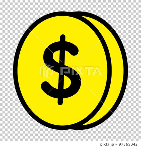 ドル($)硬貨の立体的なコインのイラスト ドル($)硬貨の立体的なコインのイラスト 97565042