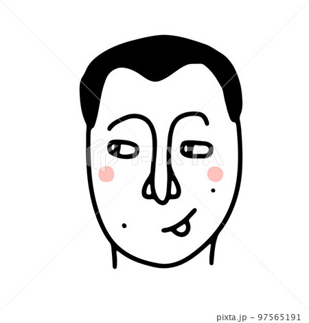 Doodle young pleased guys face. Smiling man 97565191