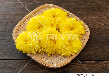 笊の上の黄色い菊の花 笊の上の黄色い菊の花 97565770