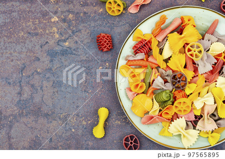 Italian pasta colorful, space for text Italian pasta colorful, space for text 97565895