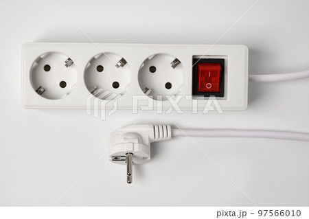 White extension cord for three sockets witn illuminated power circuit breaker White extension cord for three sockets witn illuminated power circuit breaker 97566010