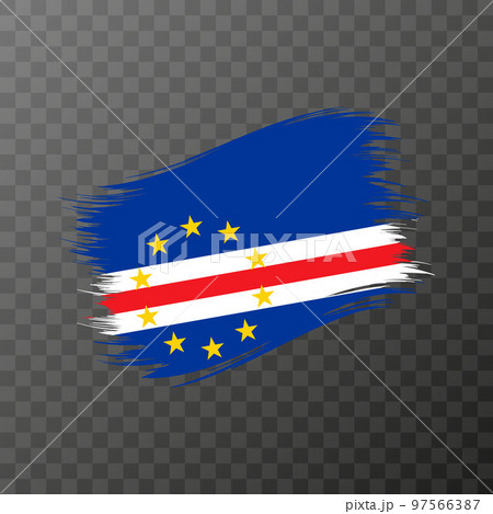 Cape Verde national flag. Grunge brush stroke. Vector illustration on transparent background.