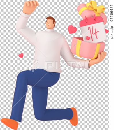 3d character in the festival of Valentine's Day. 3d rendering of graphic resourse. 97566485