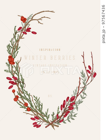 Vintage invitation with a wreath Vintage invitation with a wreath 97567436