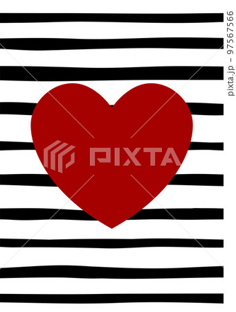 Valentines Day card. Red heart on a striped background 97567566
