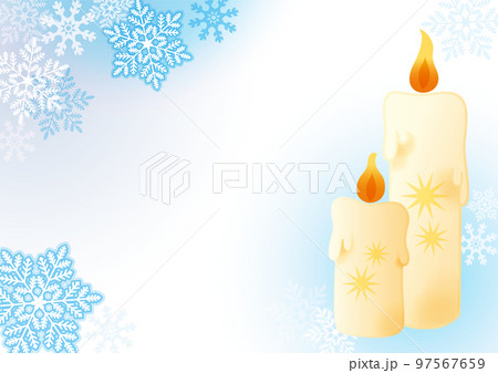 煌めく雪の結晶とキャンドル ブルー 煌めく雪の結晶とキャンドル ブルー 97567659