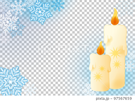 煌めく雪の結晶とキャンドル ブルー 煌めく雪の結晶とキャンドル ブルー 97567659