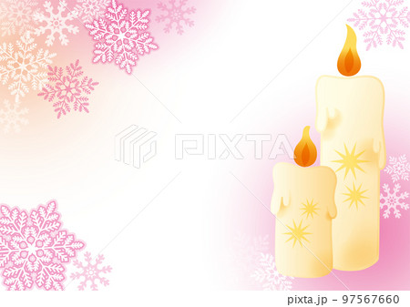 煌めく雪の結晶とキャンドル ピンク 煌めく雪の結晶とキャンドル ピンク 97567660