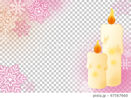 煌めく雪の結晶とキャンドル ピンク 煌めく雪の結晶とキャンドル ピンク 97567660