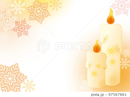 煌めく雪の結晶とキャンドル　オレンジ 97567661