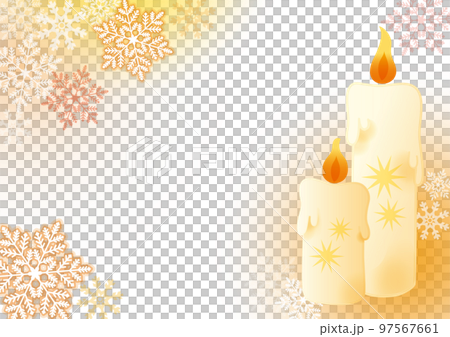 煌めく雪の結晶とキャンドル　オレンジ 97567661