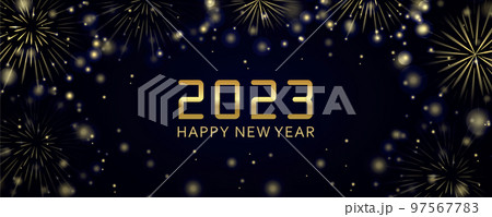 happy new year 2023 greeting card golden firework 97567783