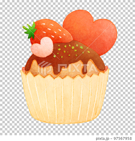 Strawberry and heart chocolate cupcakes Strawberry and heart chocolate cupcakes 97567958